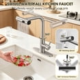 thumbnail image 5 of Wowkk Sanitary Ware Waterfall Kitchen Faucet with Pull Down Sprayer, 304 Stainless Steel Kitchen Sink Faucet with Deck Plate & Supply Lines, 3 Modes Sprayer Faucets for Kitchen Farmhouse Bar Sink, 5 of 9