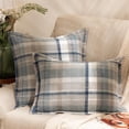 thumbnail image 2 of Stitch N String 18x18 and 12x16 Cotton Boho Textured Plaid Blue Throw Pillow Cushion Covers Set of 2 Indoor and Outdoor, 2 of 5
