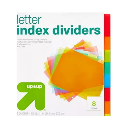 Up & Up Letter Index Dividers 8 Count, pack of 12 