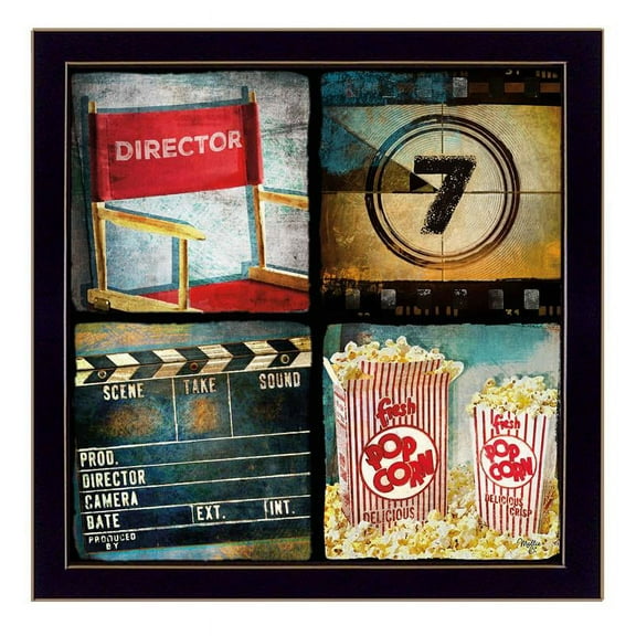 At The Movies By Mollie B Printed Framed Wall Art Wood Multi-Color
