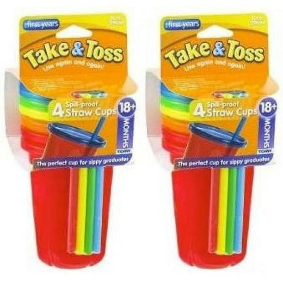 The First Years Straw Cup, Pink Take and Toss, 10 Ounce - 8 Cups