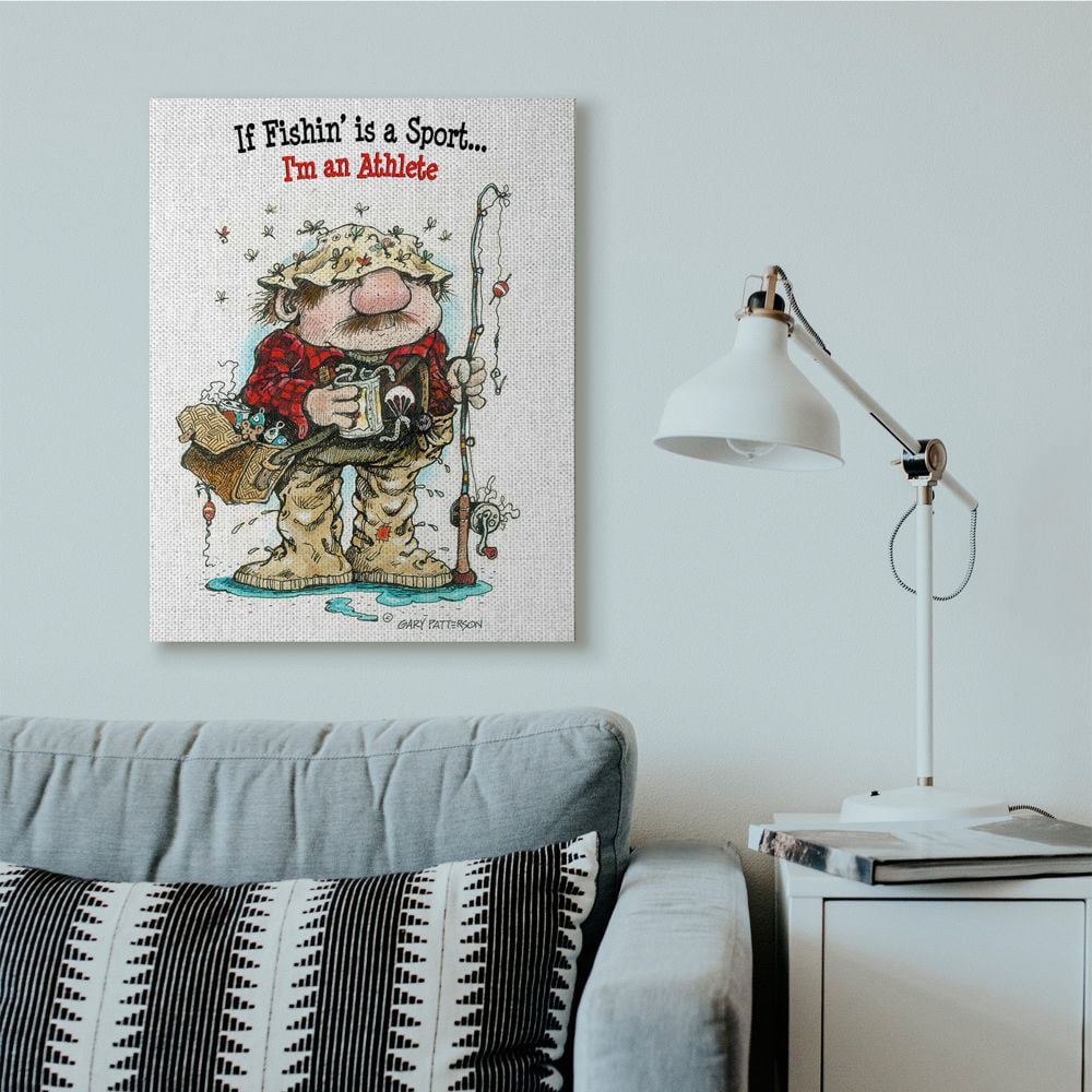 Stupell Industries Fishing I'm An Athlete Funny Sports Cartoon Design Canvas Wall Art by Gary Patterson