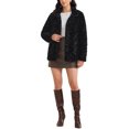 thumbnail image 2 of Abrigo de piel sintética para mujer, abrigo cálido de solapa con bolsillos, chaquetas esponjosas de invierno, color negro, 2 of 6