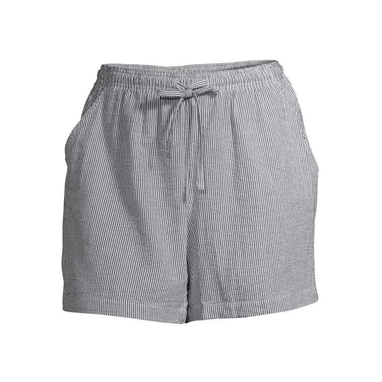 Erika Women's Plus Size Lila Soft Pull-On Railroad Stripe Shorts 