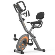 Leikefitness Folding Stationary Recumbent Cycling Exercise Bikes LCD Monitor 12 Levels with Resistance Bands 2280 Gray