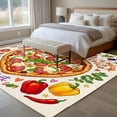 thumbnail image 5 of Pizza Washable Living Room Rugs 6'x9', Watercolor Cartoon Vegetables Pizza Beige Low Pile Throw Large Area Rug Non-Slip Sturdy Edge Binding Carpet for Dining Room Kitchen Office, 5 of 9