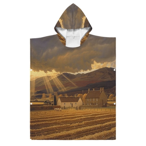 Kid Hooded Beach Towel Bath Poncho Towels Soft Absorbent Quick Dry for Boy Girl Farms with Sunshine S