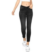 Kendall & Kylie Womens Juniors Mid Rise Stretchy Ankle Skinny Jeans (Coal Black, 3/26)