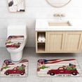 thumbnail image 4 of FMSHPON TruckHibiscus FlowerFrog Vintage Wooden Plank Puerto Rico Flag 4 Piece Bathroom Set Shower Curtain Bath Rug Contour Mat and Toilet Lid Cover, 4 of 7