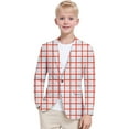 thumbnail image 2 of SUYIDA Kids Long Sleeve Big Plaid Lapel formal Suit Jacket Button Casual Coat Business Attire for Children - White, 2 of 4