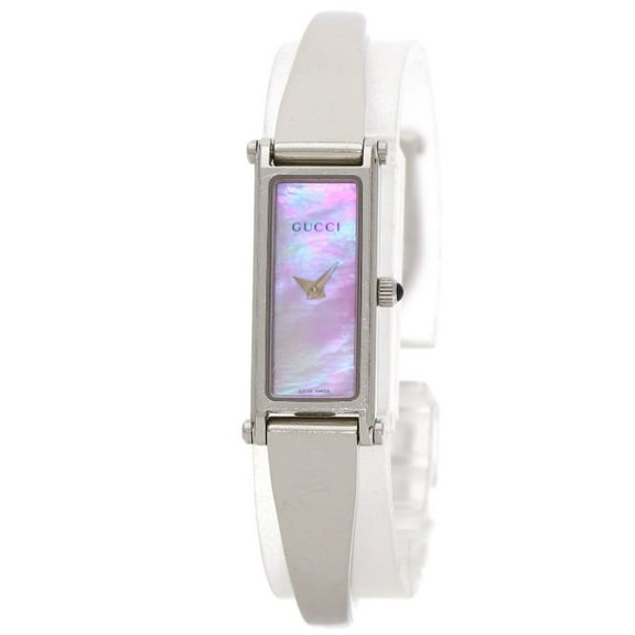 Pre-Owned Gucci 1500L Square Face Bangle Pink Shell Watch Stainless Steel/SS Women's... (Good)