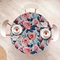 thumbnail image 4 of Ambesonne Floral Fitted Round Tablecloth, Delicacy in Rose Flowers, 36"- 40" Diameter, Coral Pale Blue Grey, 4 of 5