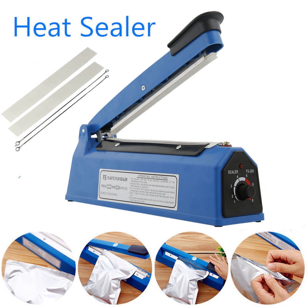 Portable Heat Sealing Machine Hand Clamp Sealer 200mm 220V Poly Mylar Foil Bags 