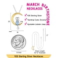 thumbnail image 6 of Just Being Cute Women Real Sterling Silver Necklace, Synthetic Aquamarine Birthstone Pendant Cat Moon Birthday Mothers Day Jewelry Gifts Her Wife Lady Adults Ideas, 6 of 8