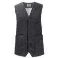 thumbnail image 6 of BiZtdJrK Casual Suit Vest Men Corduroy V Neck Button Down Vintage Waistcoat Western Cowboy Sleeveless Slim Fit Jackets with Pockets Dark Gray XXXL, 6 of 7