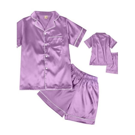

HOTWINTER Toddler Baby Kids Silk Satin Pajamas Set Long Sleeve Button Down Top Pant Nightwear Girls Boys Pjs Sleepwear