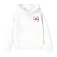 thumbnail image 3 of PIOMLL Fall Shirts for Girls Hooded Graphic Print Long Sleeve Pullover Cute Fabric Youth White Going Out Fall Tops 4-5 Years, 3 of 5