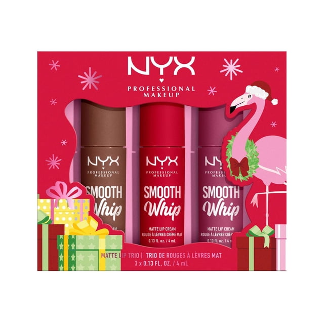 NYX PROFESSIONAL MAKEUP , Smooth Whip Coffret-Cadeau des Fêtes Trio, Édition Limitée, Rouges à Lèvres Liquides, Fini Mat - Multicolore