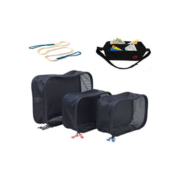 Gravity Travels Ensemble - 3 Ensembles Cube de Rangement + Corde à Linge + Ceinture
