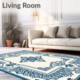 thumbnail image 2 of ODIKA 3'x5' Machine Washable Non-Slip Area Rug, Bouquet Motif with Interlocking Vinework Details High Traffic Rug, Blue, 478291, 2 of 7