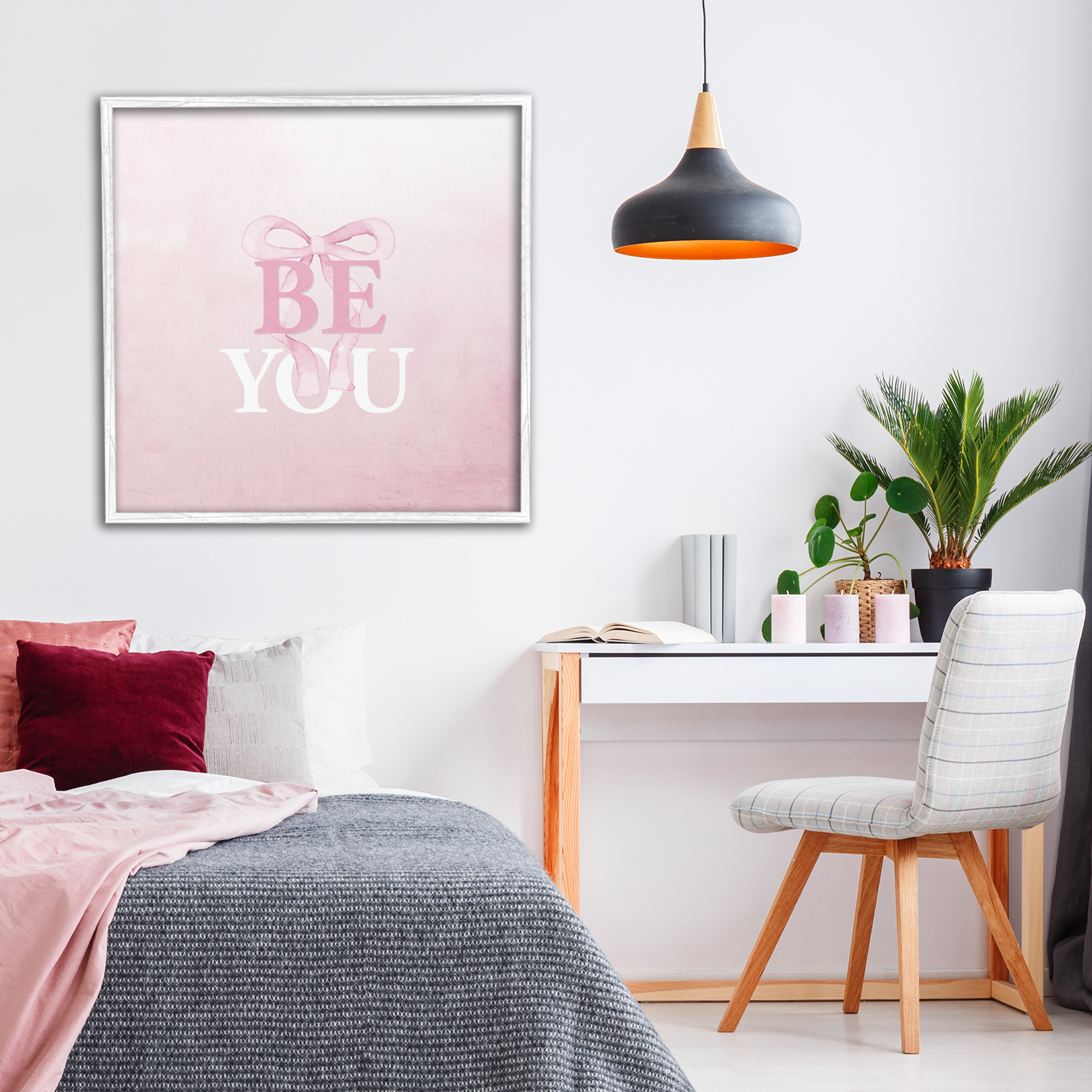 Feminine Be You Pastel White Framed Giclee Art, design by Kim Allen