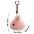thumbnail image 3 of Super Cute Round Body Little Rabbit keychain Ornaments Plush Bunny Fluffy Key Chain Ring Holder Bag Charm Purse Ball Pendant (Gray), 3 of 4