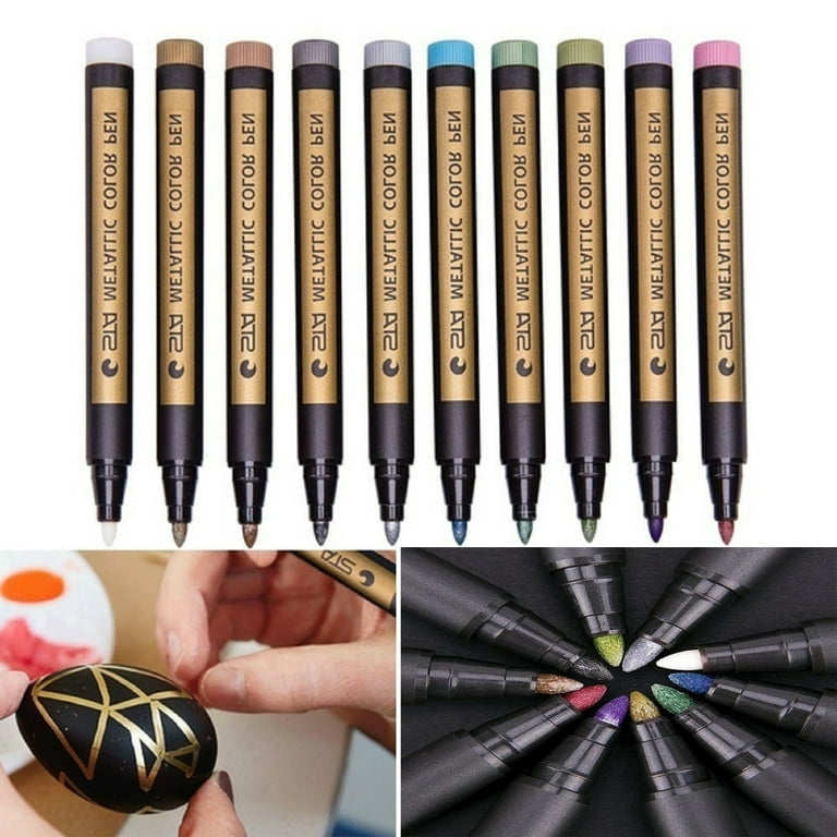 qucoqpe School Supplies Colored Pencils 24 PC Metallic Markers Paints Pens  Art Glass Paint Writing Markers DIY 24ml Aesthetic School Supplies 
