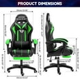 thumbnail image 3 of Hoffree Gaming Chair with Massage PU Leather Office Chair with Footrest and LED Light Ergonomic Gamer Chair Lumbar Support Adjustable Headrest High Back Computer Desk Chair for Home Office, 3 of 10