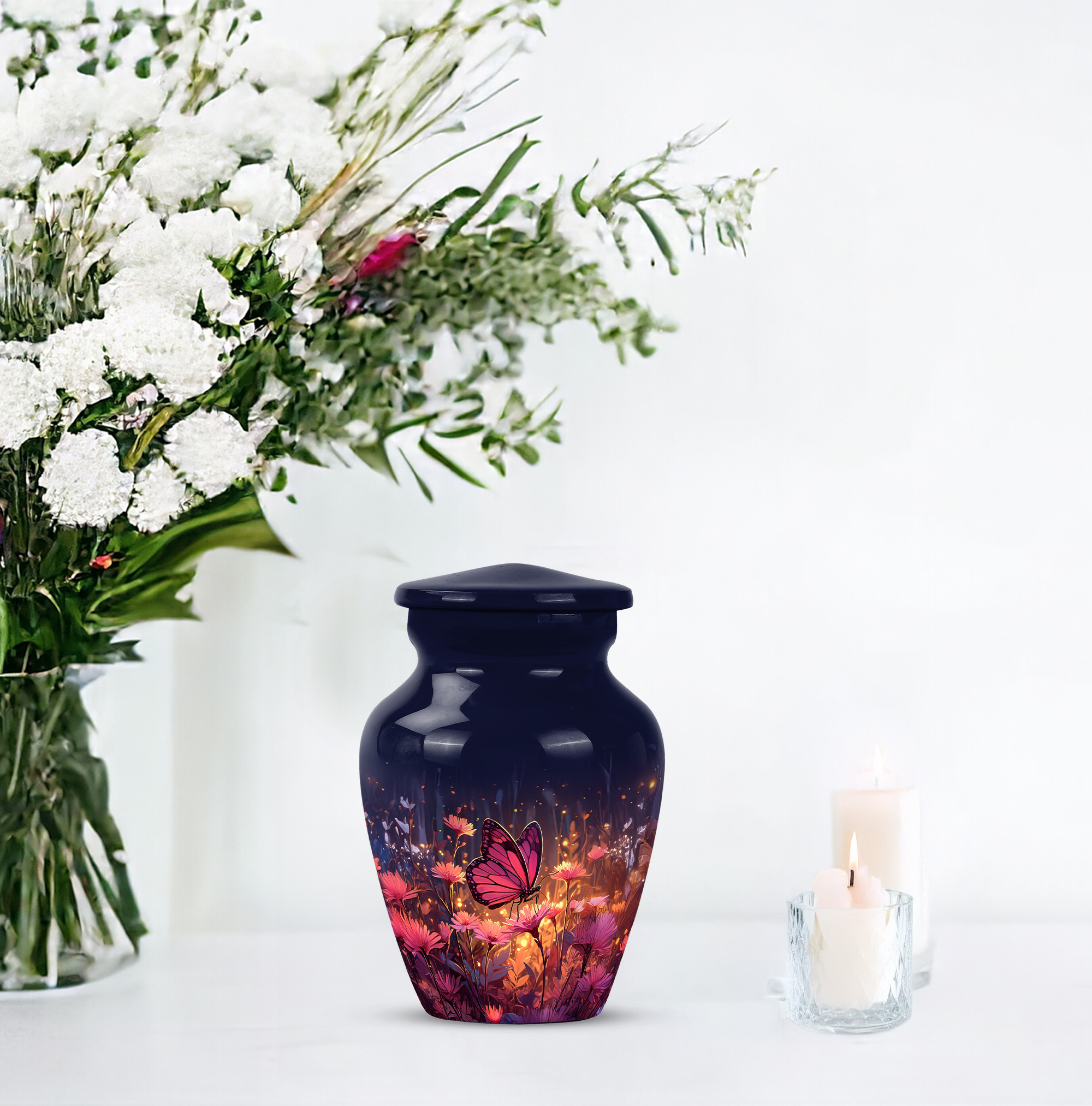 Butterfly Cremation Urns For Human Ashes Adult Female - Keepsake Urn For Ashes For Women - Small Decorative Memorial Urn For Mom And Dad - Pink Little Urns For Adults Boy Size, 3 Inch