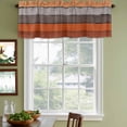 thumbnail image 4 of Burnt Orange Grey Valances for Windows, Decorative Rod Pocket Window Valance Curtains, Vintage Stripe Farmhouse Wood Grain Short Curtain Drapes for Kitchen/Living Room, 2 Panels, 42" W x 12" L, 4 of 8