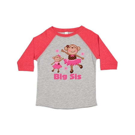 

Inktastic Big Sis Sibling Girl Monkey Gift Toddler Toddler Girl T-Shirt