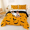 thumbnail image 3 of Homewish Happy Halloween Bat Queen Comforter Set,Mini Bow Pattern Comforter Sets Queen,Orange Black,Black Reversible,3 Pieces,1 Comforter and 2 Pillowcases, 3 of 7