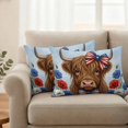 thumbnail image 2 of Independence Day Pillow Covers 2 Pack U. S. Flag Bow Cartoon Brown Cow Blue Red Poppy Pillowcase Waterproof Outdoor Throw Pillow Cover for Patio Balcony Rectangular Cushion 20”x12”, 2 of 9
