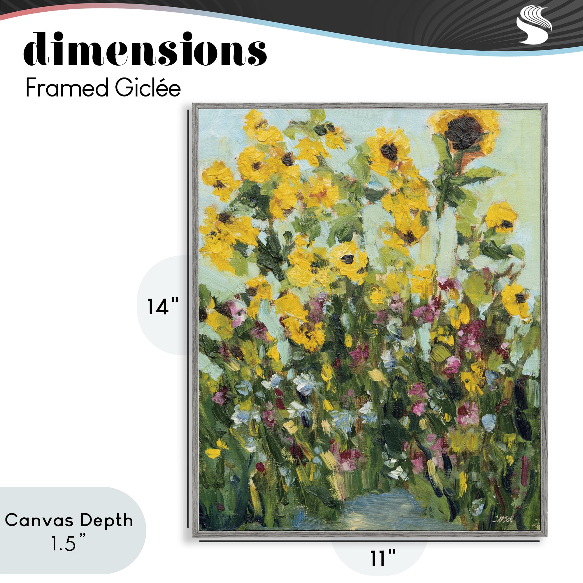 Stupell Industries Sunlit Sunflowers in Garden Gray Framed Giclee Art, design by Carson Overstreet