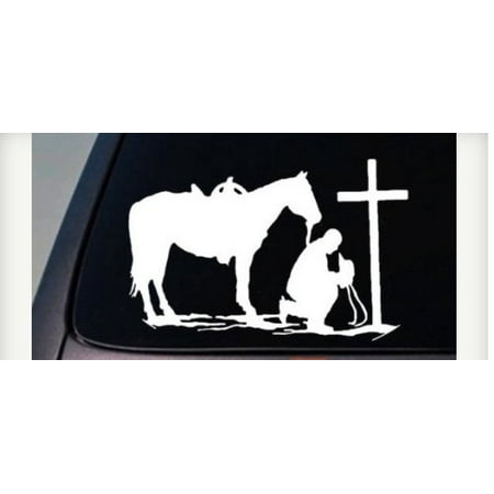 Truck Car Auto Vinyl Sticker - Christian Praying Cowboy Rodeo Car *C653* Truck Window Wall Laptop Vinyl Decal 6