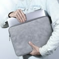thumbnail image 4 of Xingzhi Laptop Sleeve Leather Waterproof Notebook Bag Zipper Shock-proof Computer Case, Gray, 15 Inches, Charger Bag, 4 of 8