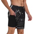 thumbnail image 2 of Balery Star Gazing Cat Illustration Bañador para hombre, shorts de playa de secado rápido con entrepierna y forro de compresión-3X-Large, 2 of 6
