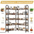 thumbnail image 3 of Casendy 5 Tiers Tall Corner Bookshelf, L Shaped Bookshelves and Bookcases Etagere Bookcase Display Storage Shelves for Living Room, Brown, 3 of 7