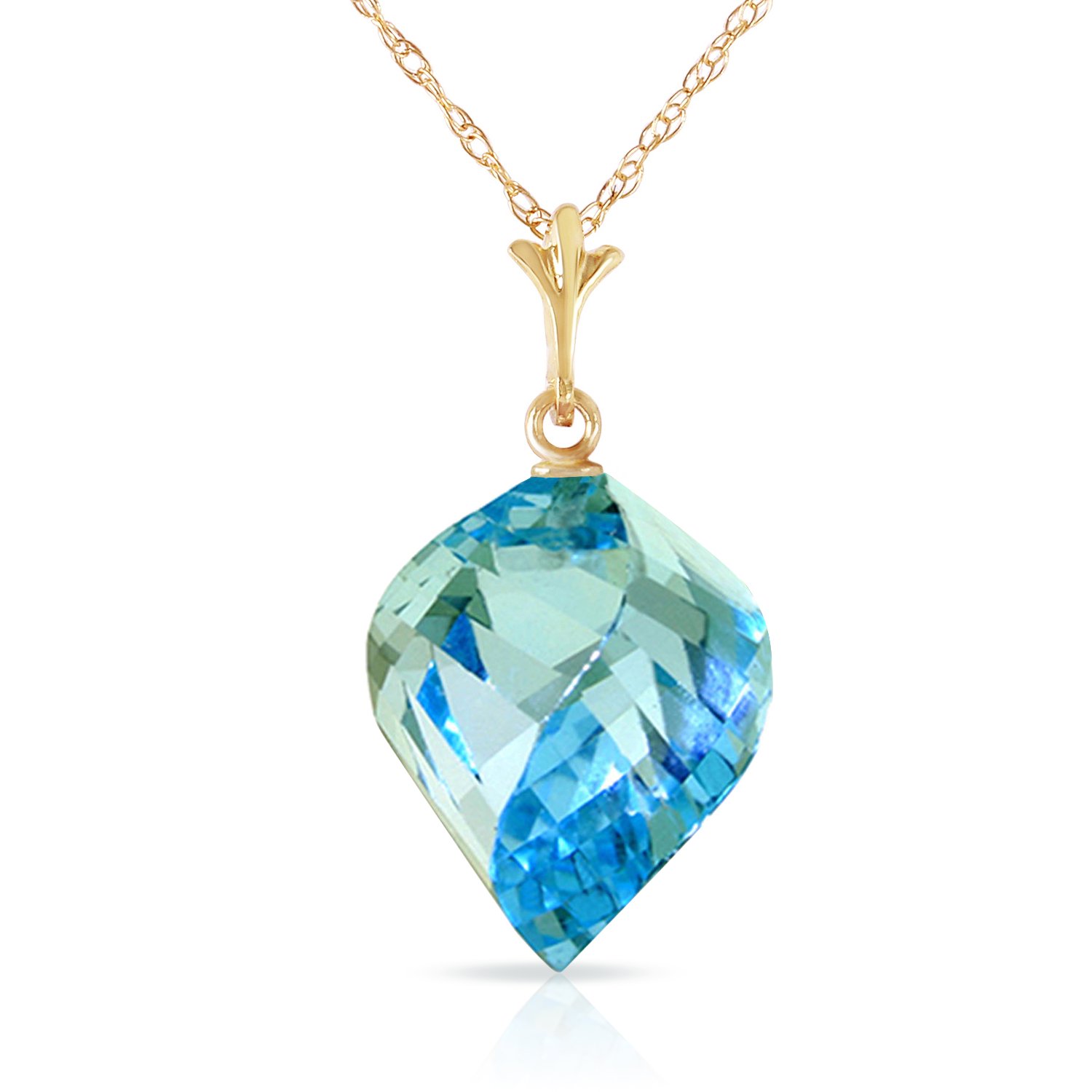 Galaxy Gold 14K Solid Gold Natural Blue Topaz Pendant Necklace for Women - Yellow Gold Fine Jewelry