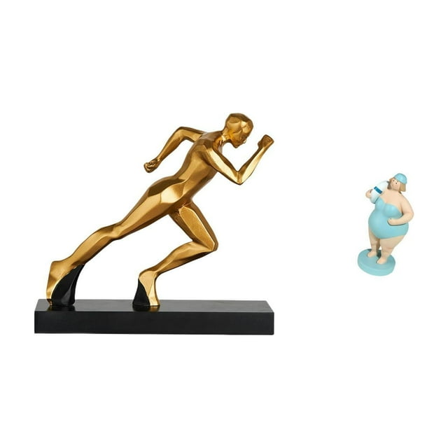 Figura Abstracta Moderna De Corredora Y Muñeca De Resina De Mujer En La Playa. Colección De Estatuas Femeninas Para Decoración De Entrada, Mesa Y Sala De Estar.