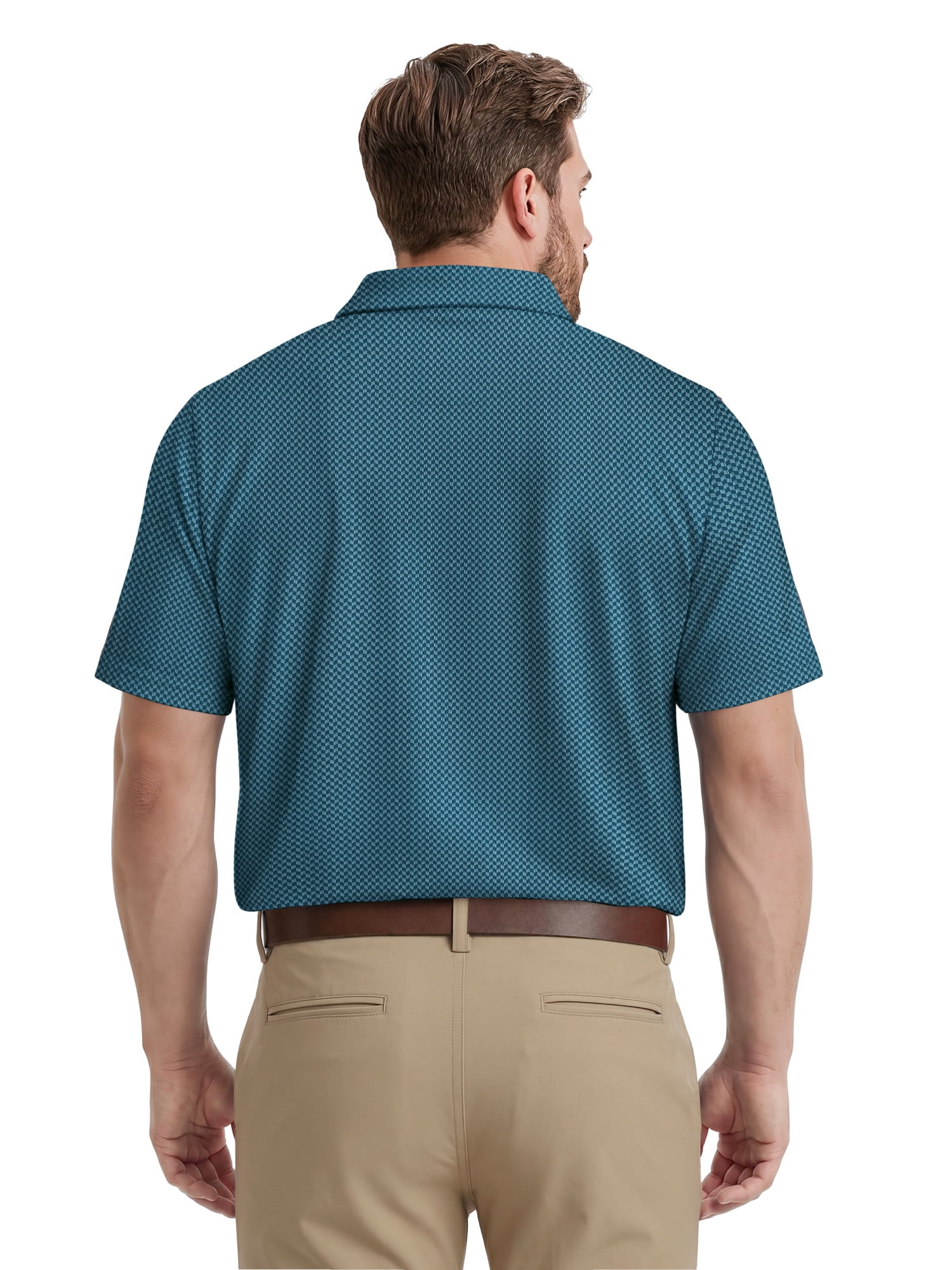 Ben Hogan Performance Men's & Big Men's Herringbone Print Short Sleeve Golf Polo Shirt, Sizes S-4XLT
