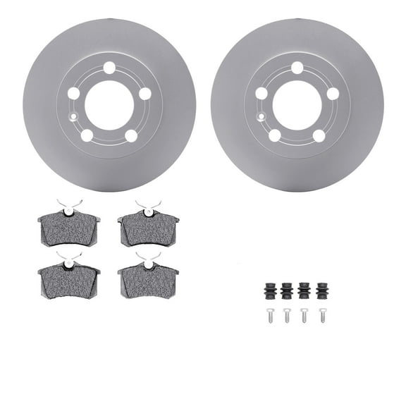 Dynamic Friction Company Rear Geospec Brake Rotors with 5000 Advanced Brake Pads includes Hardware 4512-73098