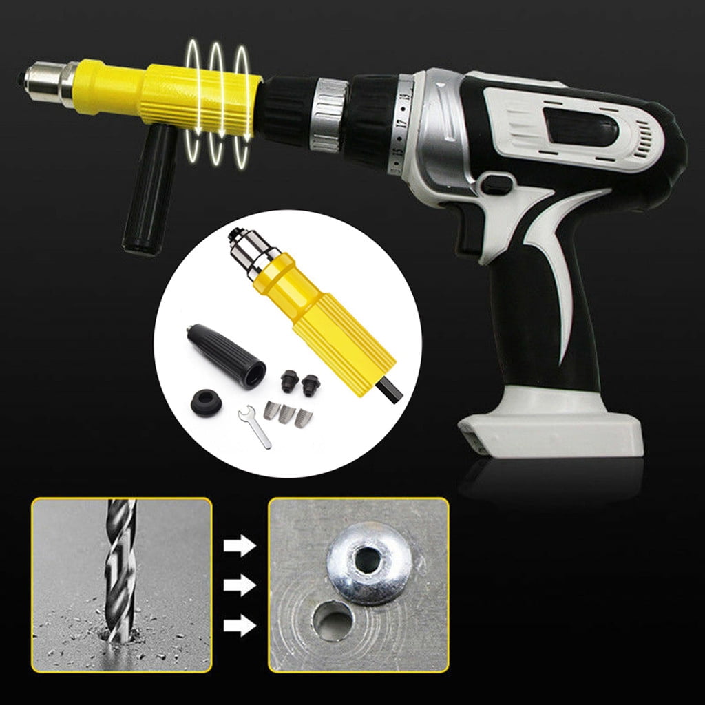 Electric Rivet Gun Rivet Head Insert Nut Adaptor Drill Adapter Riveting Tool Kit