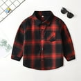 thumbnail image 2 of KPOPLK Unisex Baby Boys Girls Flannel Jackst Plaid Shacket Long Sleeve Lapel Botton Down Fall Winter Outwear Coat(5-6 Years,Red), 2 of 2
