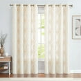 thumbnail image 2 of JINCHAN Embroidery Flax Linen Curtains for Living Room Grommet Top Window Curtains 2 Panels Light Filtering Drapes for Bedroom Gold on Beige W50 x L96, 2 of 7