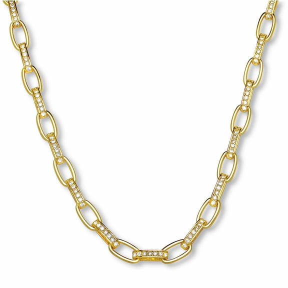 PalmBeach Jewelry Crystal Goldtone Paperclip Necklace, 15.5 Inches