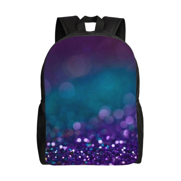 Fotbe Purple and Green Glitter Mochila de Viaje para Laptop, Mochila Ejecutiva Delgada y Resistente 15.6"