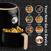 Aria 2Qt Teflon-Free Ceramic Retro Air Fryer with Cookbook Including Keto and Vegan Recipes - Black