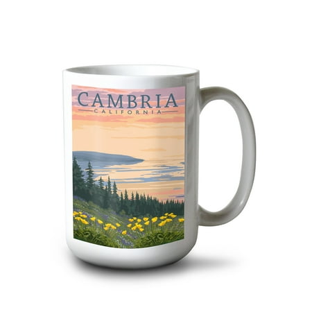 

15 fl oz Ceramic Mug Cambria California Spring Flowers Poppies Dishwasher & Microwave Safe