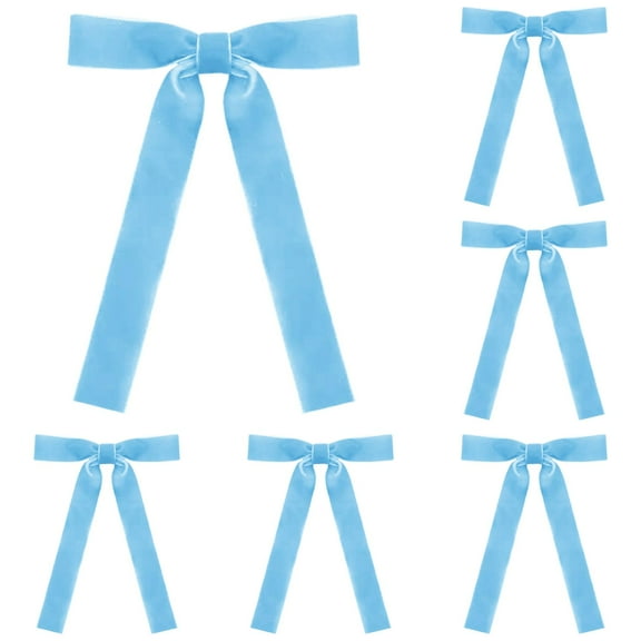 36Pcs Burgundy Velvet Bows 5x7in Pre-Tied Ribbon Bows with Twist Ties for Christmas Tree Ornaments Wreath Garland Valentines, Blue, Bows